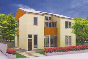 吹き抜けから光が降り注ぐ家